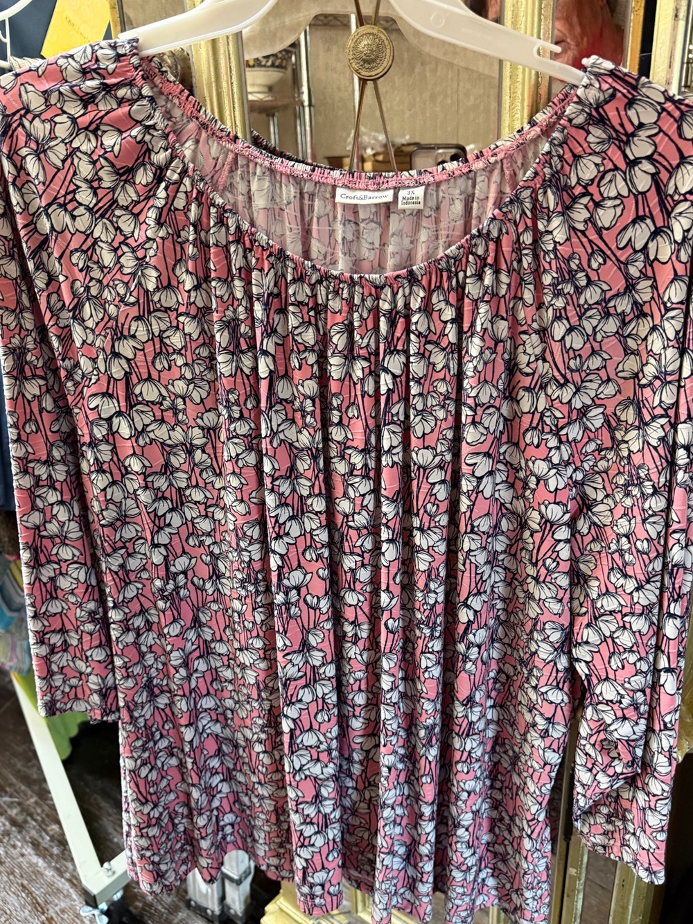 croft & barrow Pink Floral Peasant Tunic Top